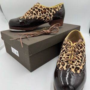 Tap Shoes: Leopard Print and Brown Patent Leather